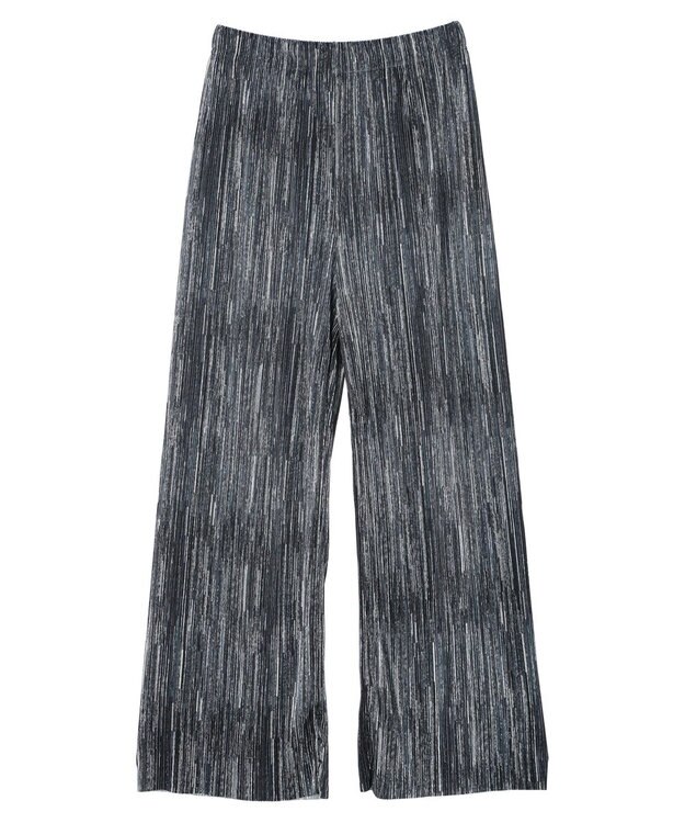 Green Parks セルフカットプリーツワイドパンツ Stripe Black