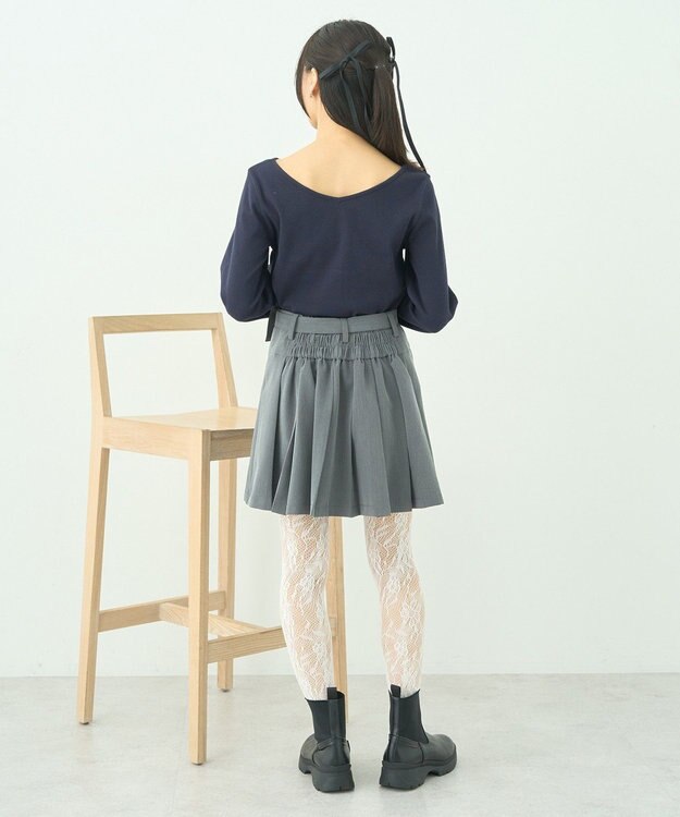 earth music&ecology ベルト付きプリーツミニスカート Gray