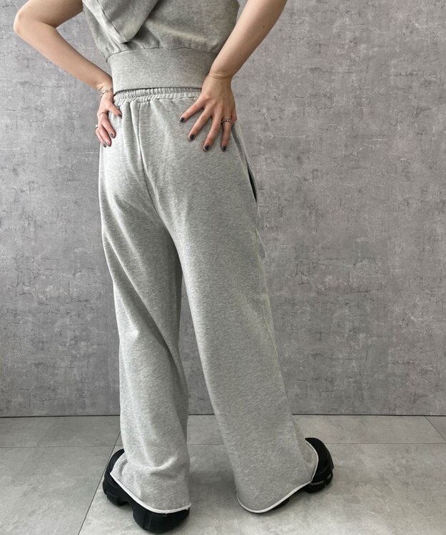 WEGO 【ウエストゴム】ヴィンテージウォッシュスウェットワイドパンツ 杢グレー