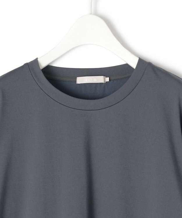 ICB L 【洗える】 シアージャージーコンビ カットソー スレートブルー系