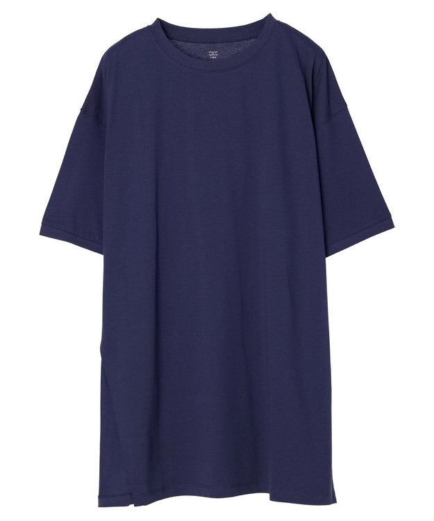 Green Parks 汗じみ防止クルーネックスリットチュニック Blue