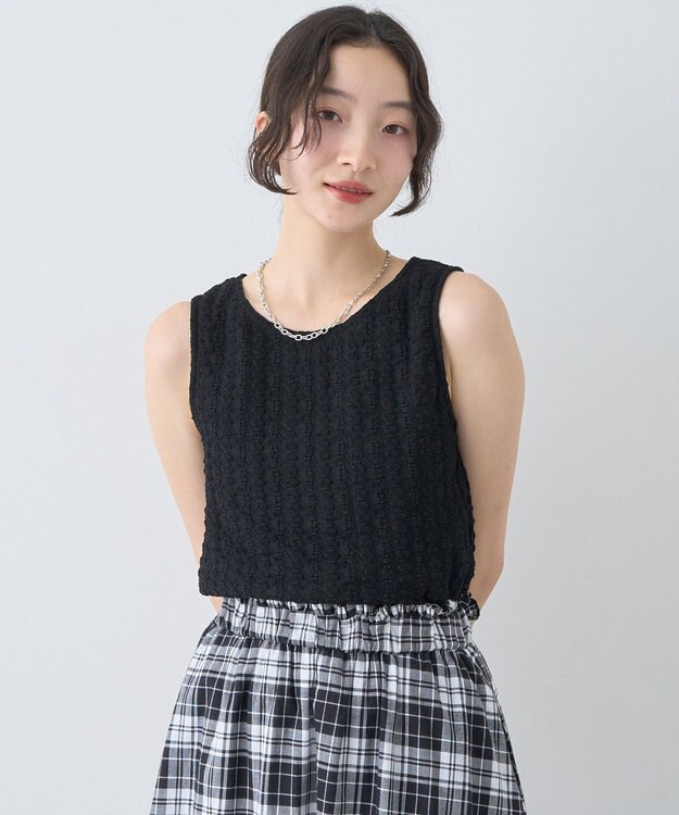 earth music&ecology ストレッチレースタンクトップ Black