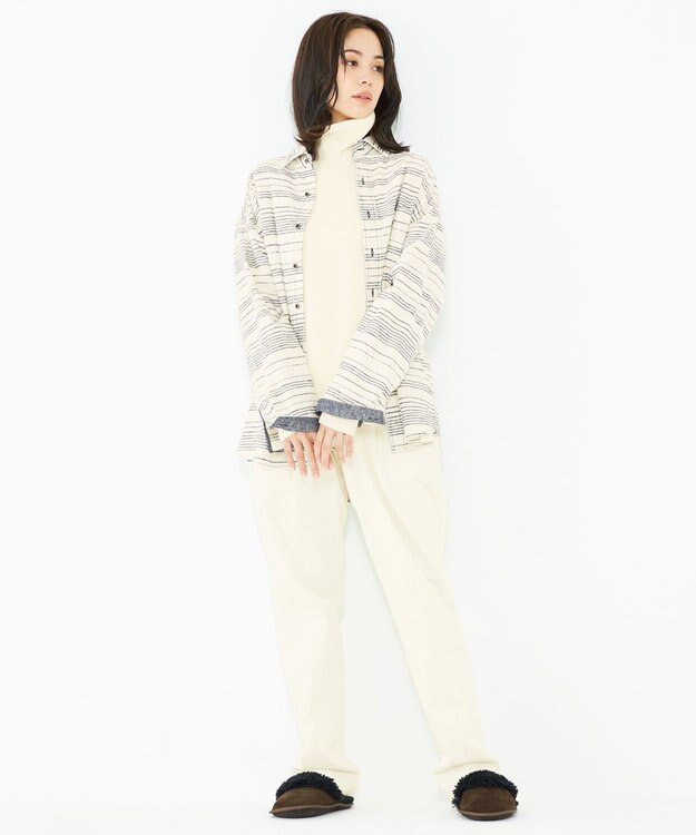 JOSEPH ABBOUD MOUNTAIN 【SPACE／UNISEX】OGスラブシャンブレーマルチボーダー シャツ ホワイト系1