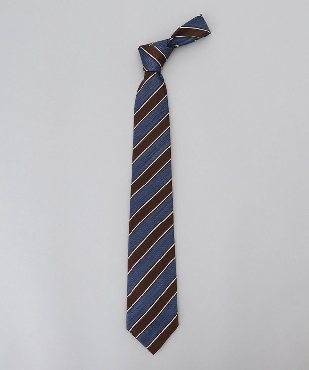 GOTAIRIKU 【日本製】西陣ネクタイ_レジメンタルストライプ柄 ダルブルー系1