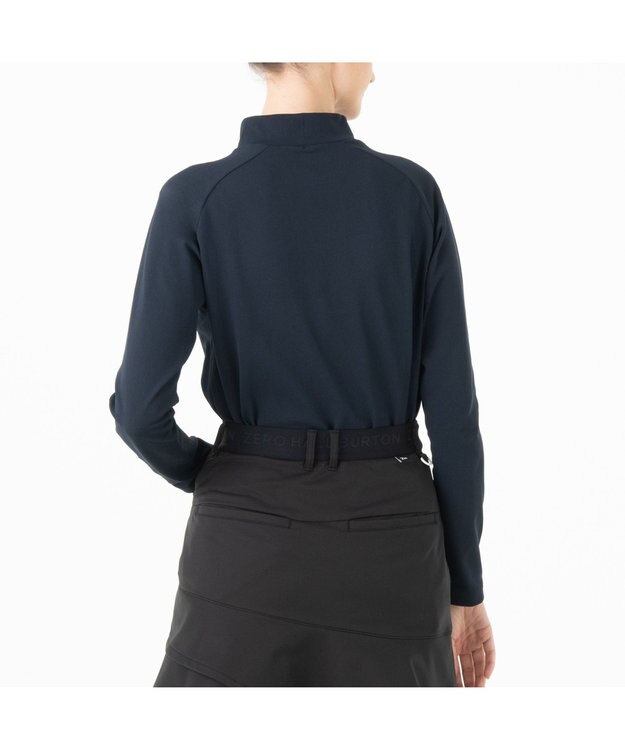 ZERO HALLIBURTON 【雑誌掲載・吸汗速乾・UVケア】 鹿の子 モックネックロングシャツ ZHG-W4A 1b 82872 ゴルフウェア ネイビー