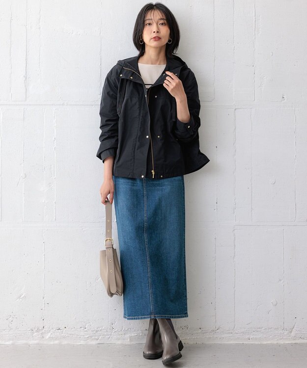 23区 【撥水加工/洗える】ブライトタフタ マウンテンパーカー ネイビー系