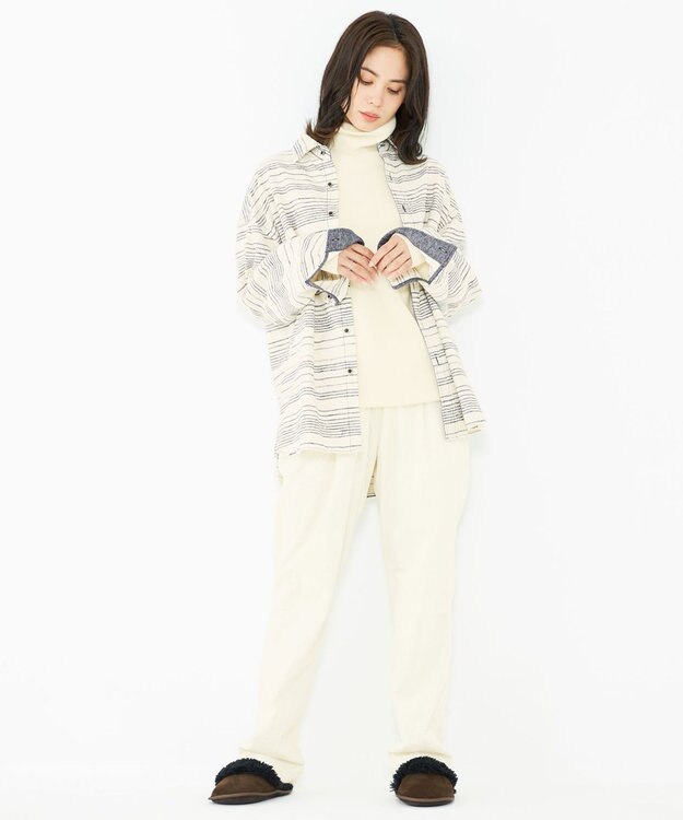 JOSEPH ABBOUD MOUNTAIN 【SPACE／UNISEX】OGスラブシャンブレーマルチボーダー シャツ ホワイト系1