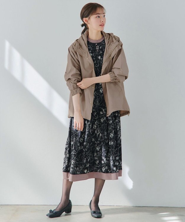 Tiaclasse L 撥水ドロストマウンテンパーカー モカ