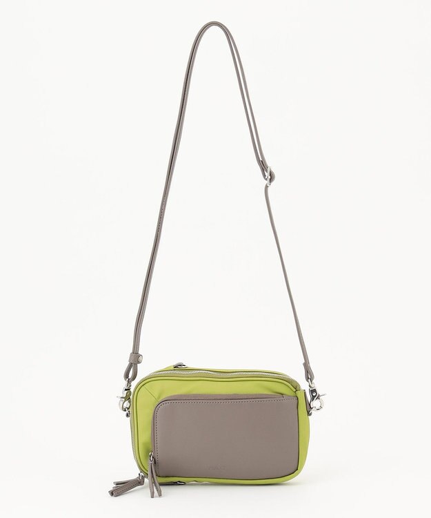 Y'SACCS ナイロン×リサイクルレザー　コンビマルチポシェット ライトグリーン