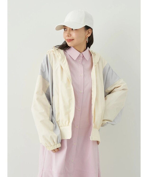 earth music&ecology コクーンギャザー切替ブルゾン Ivory