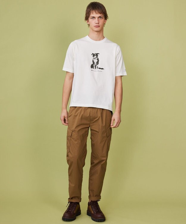 JOSEPH ABBOUD MOUNTAIN 【日本製・アーティストコラボレーション】プレーティング天竺Tシャツ ホワイト系ボーダーコリー