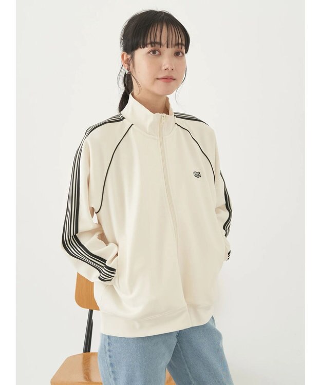 earth music&ecology スポーティー袖ラインブルゾン Ivory