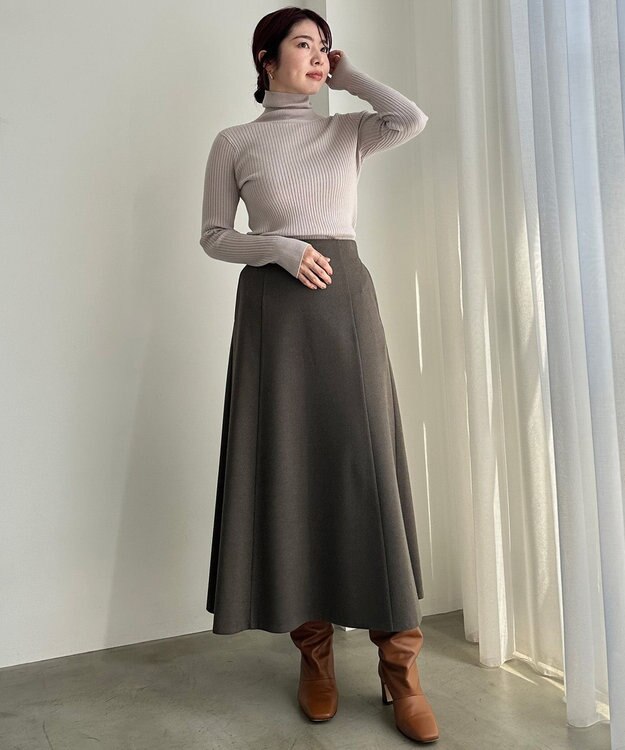 UNFILO ウールライクジャージー スカート モカ