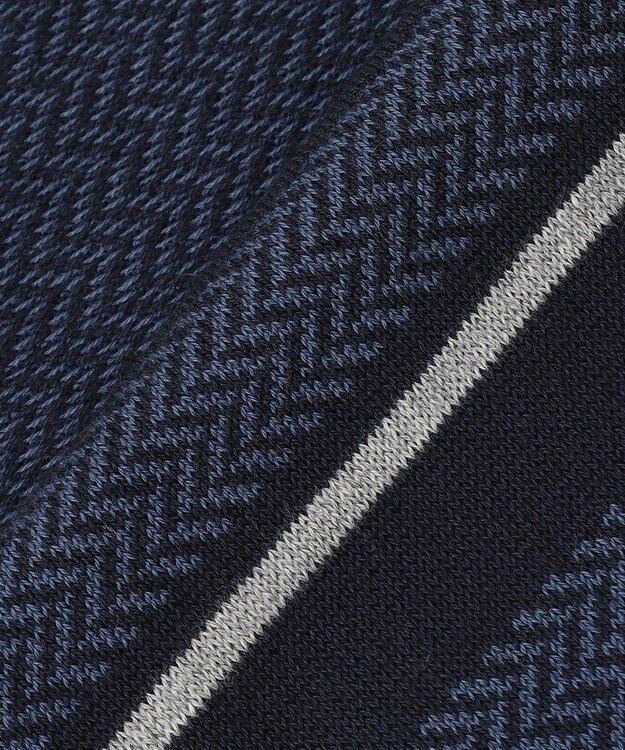 JOSEPH ABBOUD 【滑らかな肌触り】パネルボーダーVネックニット ネイビー系2