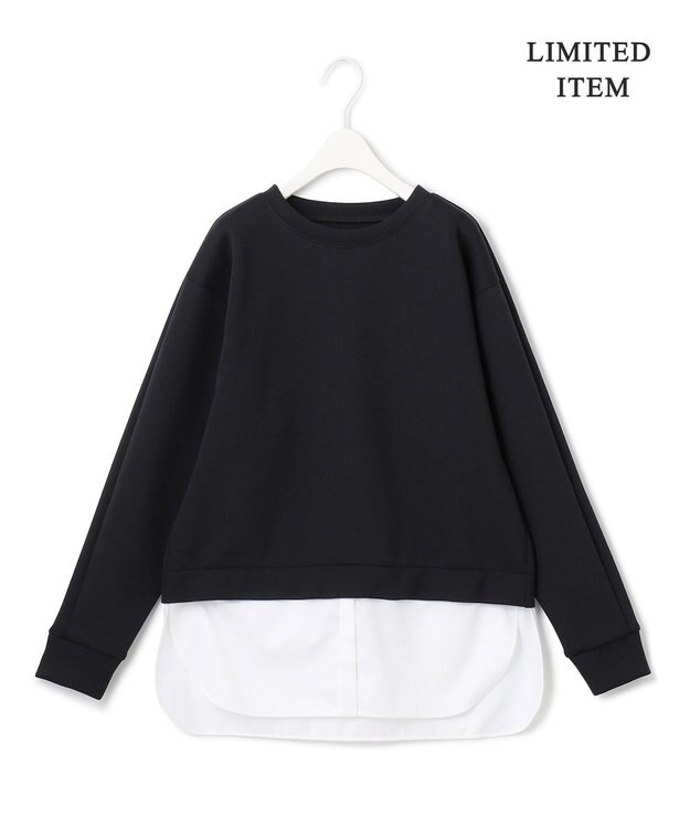 ICB L 【WEB限定・洗える】 ヘヴィダンボール シャツコンビプルオーバー ブラック系