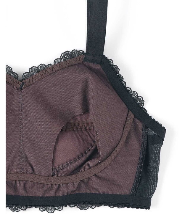 AMPHI ナイトブラ 眠っている間もバストをサポート 夜用ブラ 昼夜問わず使用可能 【ナイトアップブラ レーシィ】 ノンワイヤー ブラ ブラジャー LWF164 アンフィ／ワコール ブラック