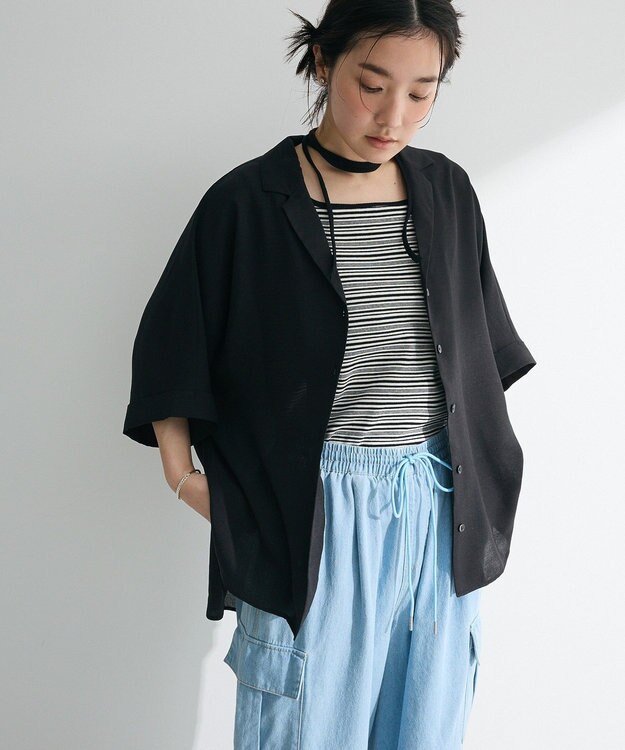 Green Parks 開襟シアージャケット風シャツ Check