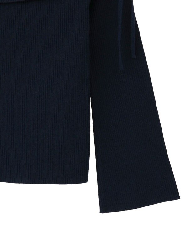 earth music&ecology リボンギャザーオフショルニットプルオーバー Navy