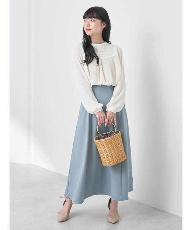 earth music&ecology レースプリーツブラウス Off White