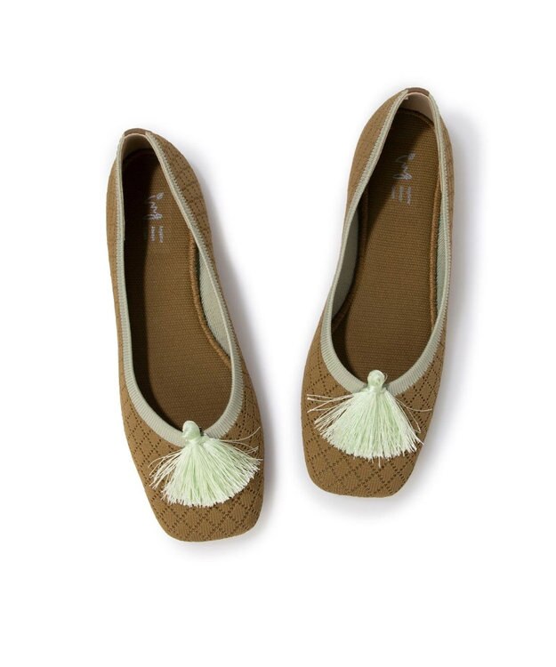 ing <ing>【サステナブル】２WAYスクエアトゥニットパンプス ベージュコンビ