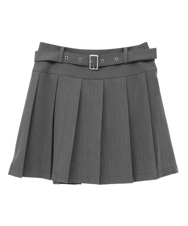 earth music&ecology ベルト付きプリーツミニスカート Gray