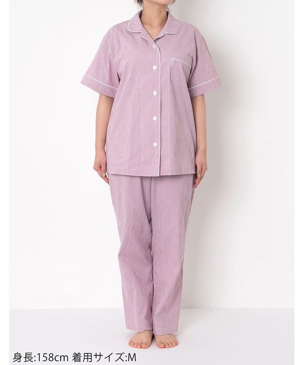 ワコール／睡眠科学 【パジャマ】　5分袖　長ズボン　綿100%　楊柳素材　睡眠科学／ワコール　YDT138 ロマンピンク