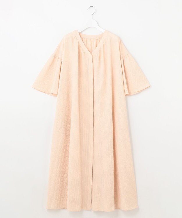 #Newans 【優木まおみさんコラボ】Vネックガウンワンピース ピンク系