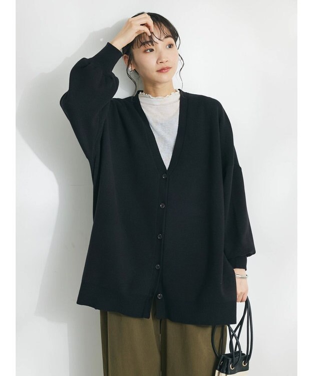 CRAFT STANDARD BOUTIQUE ＶネックＢＩＧシルエットカーディガン Black