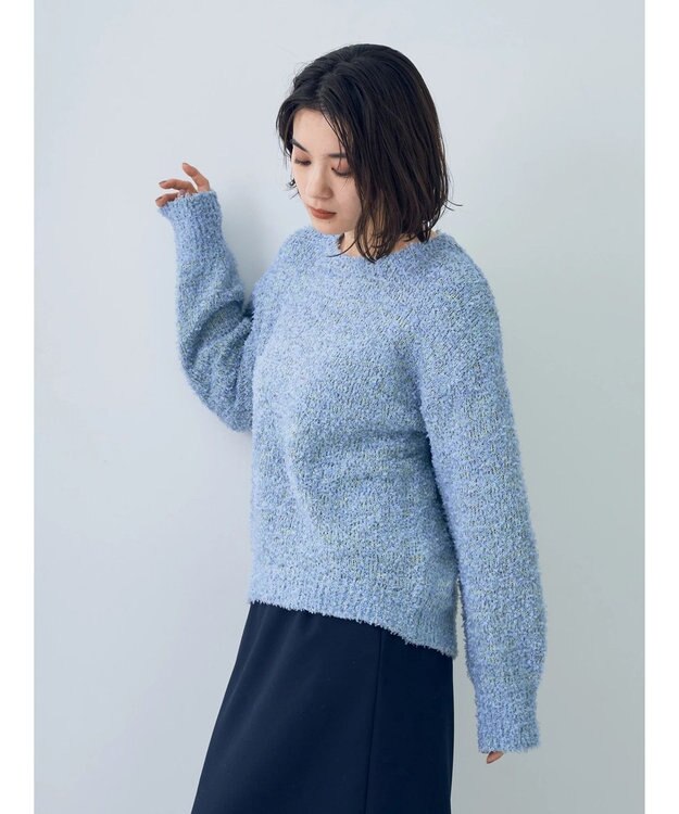 YECCA VECCA レースアップリボンヤーンニット Blue
