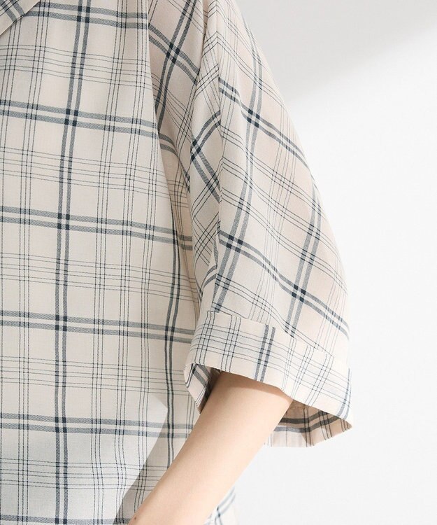 Green Parks 開襟シアージャケット風シャツ Check