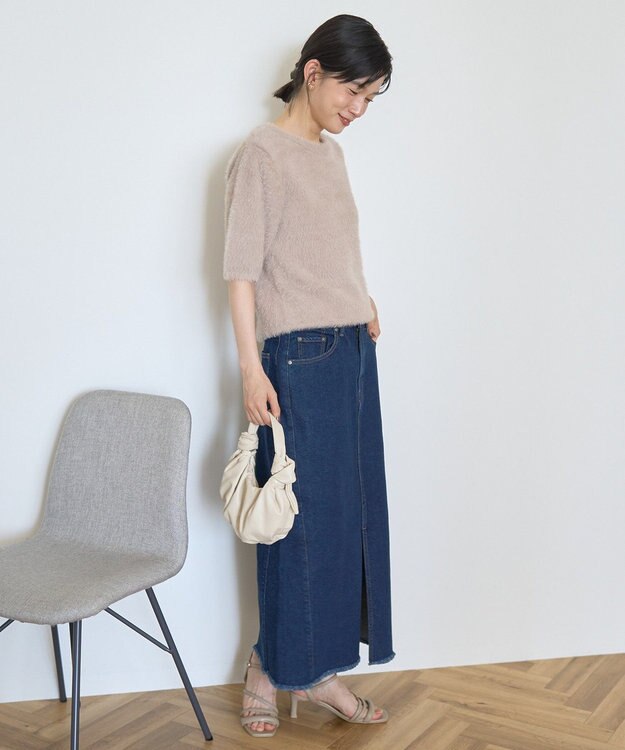 AMERICAN HOLIC フェザー半袖ニットプルオーバー Beige