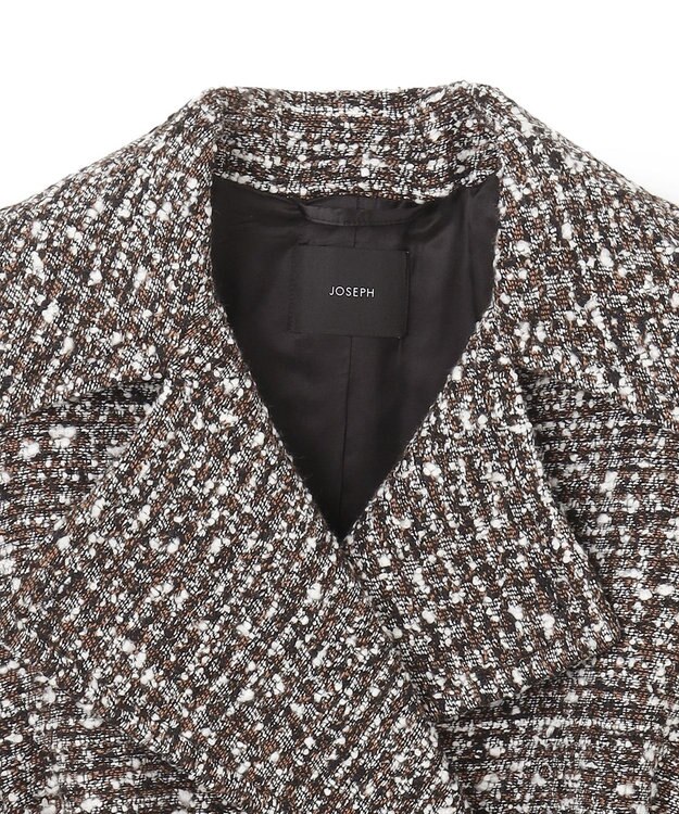 JOSEPH ウールツィード　ダブルブレステッドコート Black combo