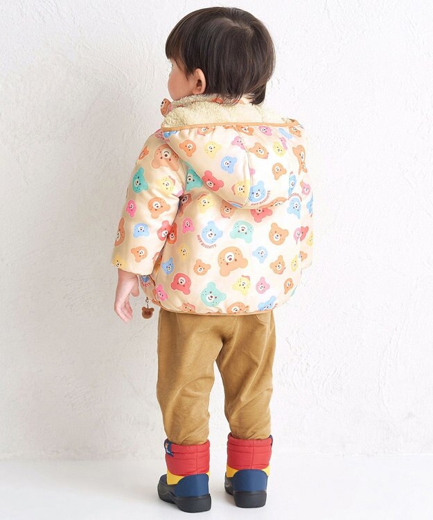 MIKI HOUSE HOT BISCUITS 【80-120cm】 カラフルビーンズ 裏ボアフリース リバーシブル総柄ジャンパー マルチカラー