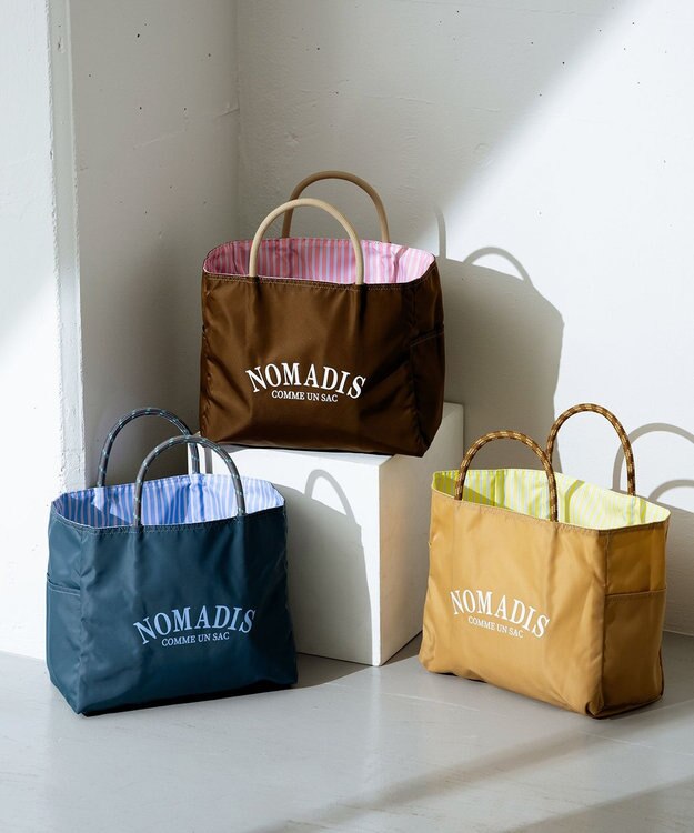 23区 【23区別注/WEB&一部店舗限定】NOMADIS SAC ストライプ ロゴ トートバッグ ベージュ系
