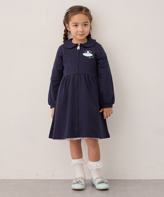 ANY KIDS ジップアップワンピース ネイビー