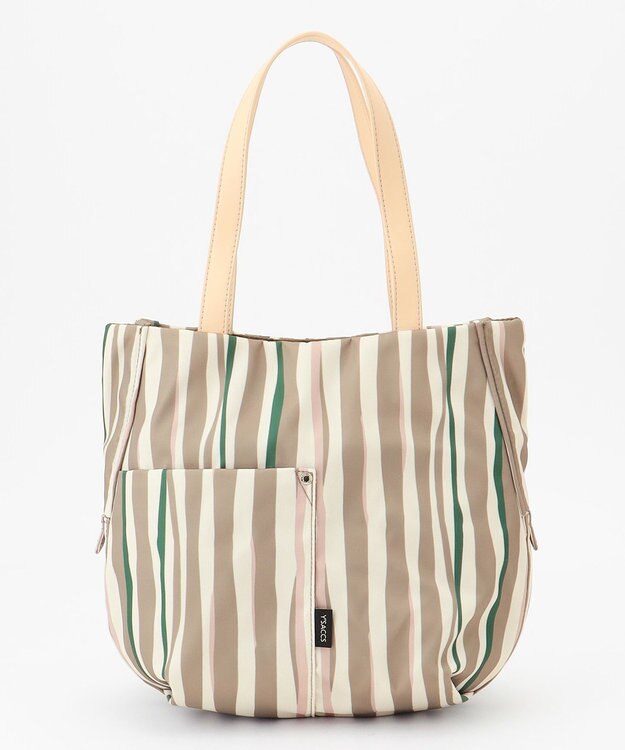 Y'SACCS 【ムック本掲載】ドローイングストライプ　ミニトートバッグ グレージュ