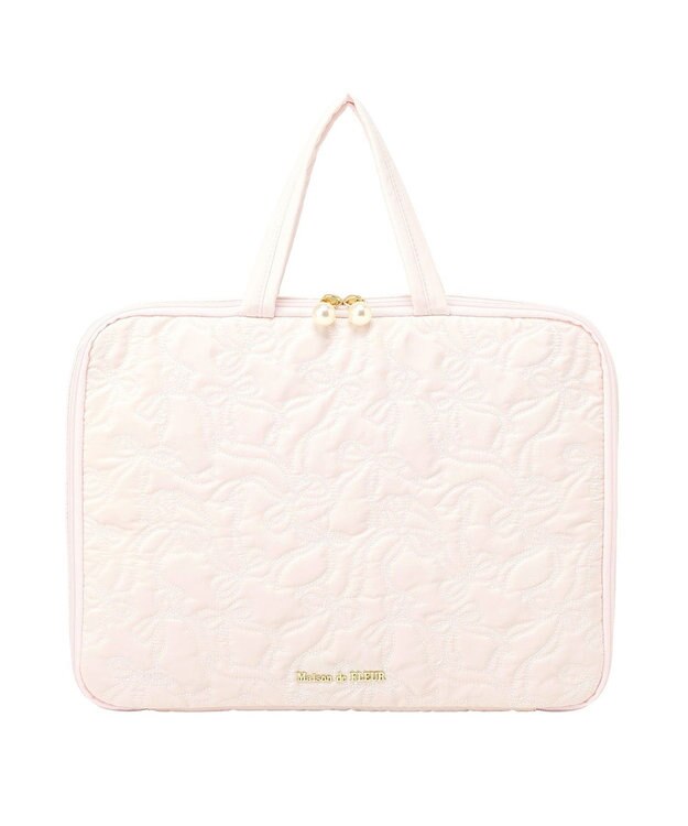 Maison de FLEUR リボン柄キルティングPCケース Pink