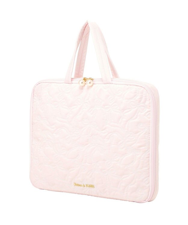 Maison de FLEUR リボン柄キルティングPCケース Pink