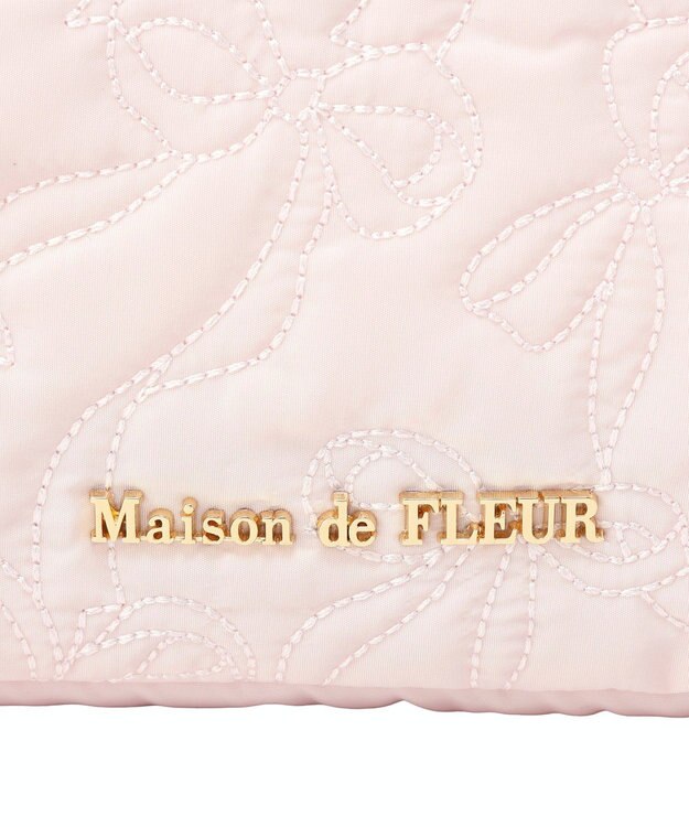 Maison de FLEUR リボン柄キルティングPCケース Pink