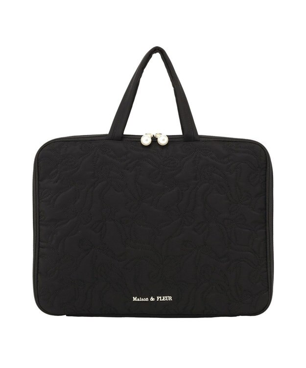 Maison de FLEUR リボン柄キルティングPCケース Black