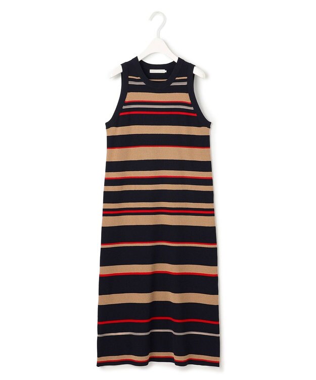 ICB 【洗える】 マルチボーダーワンピース ネイビー系