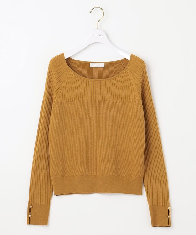 ANY SIS 【ウールブレンドシリーズ】ベースネックリブコンビ ニット マスタード