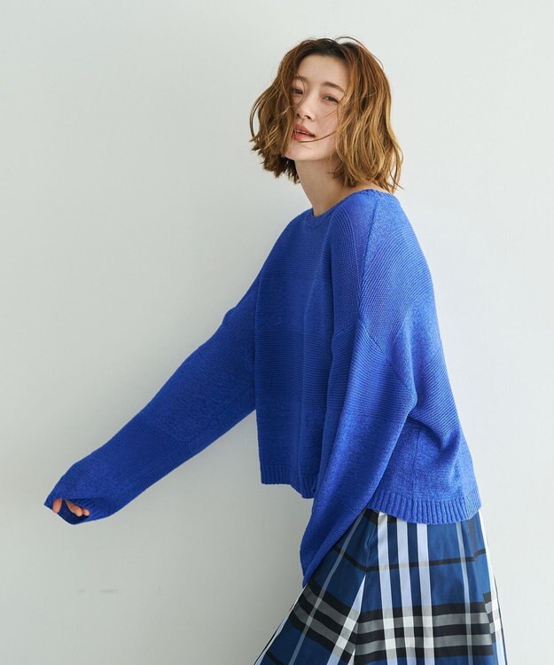 YECCA VECCA テープヤーンルーズニットプルオーバー Blue