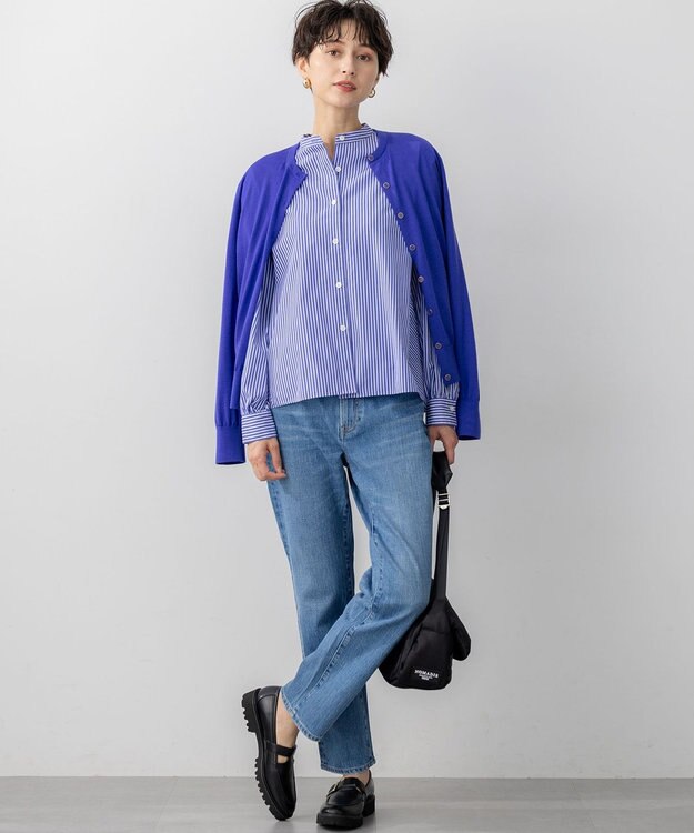 23区 S 【洗える】サステナブルウール ベーシック カーディガン ブルー系