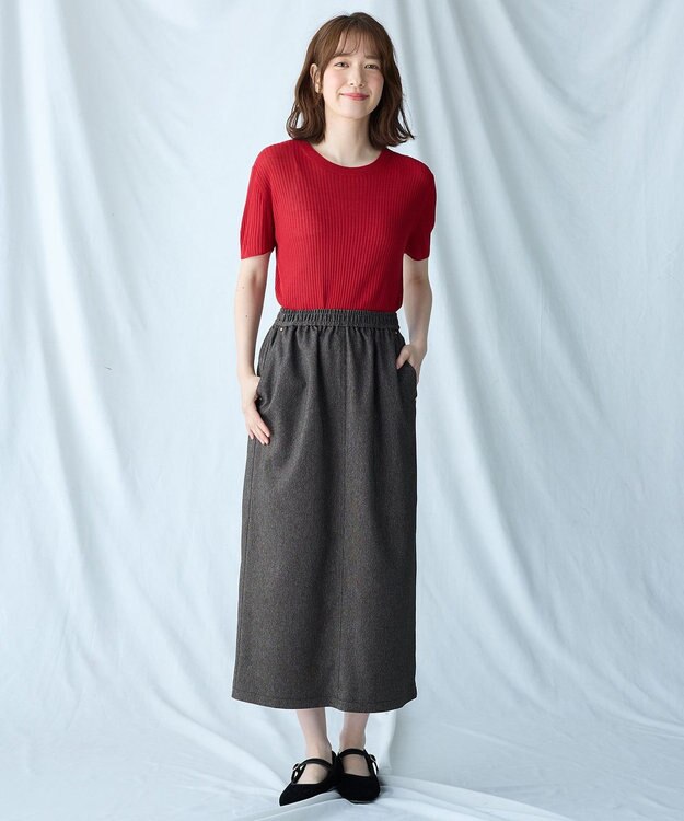 ANY 【2SET】ニットツインセット（半袖ニット＋Vネックカーデ） レッド