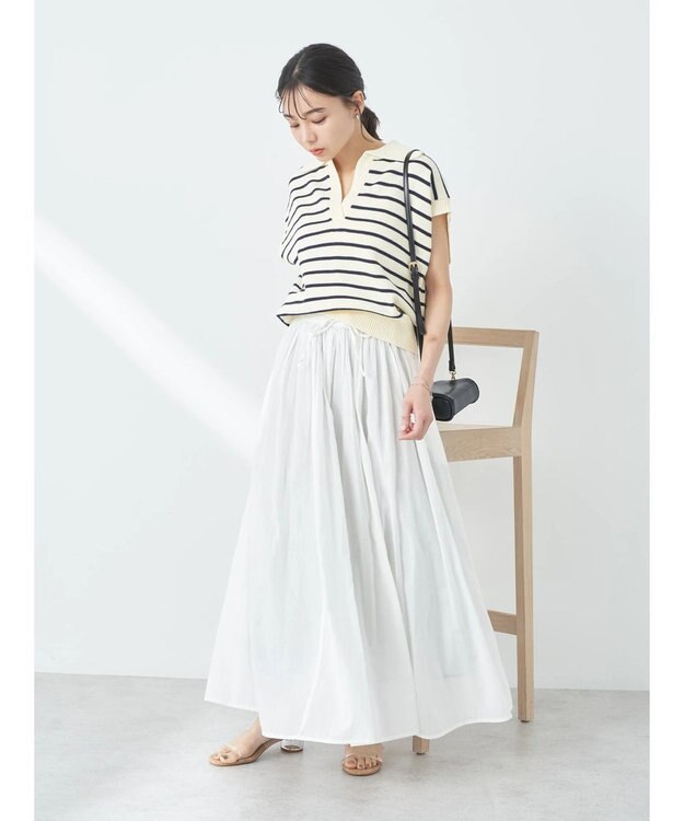 earth music&ecology コットンボイルボリュームスカート Off White