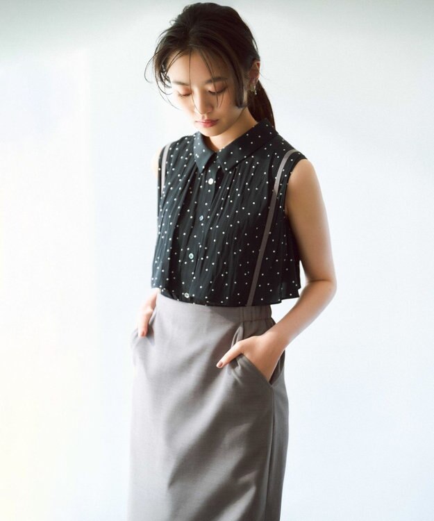 組曲 S 【入江未悠さんコラボ】ギャザーライトデシンティアード ブラウス モノトーンドット系5