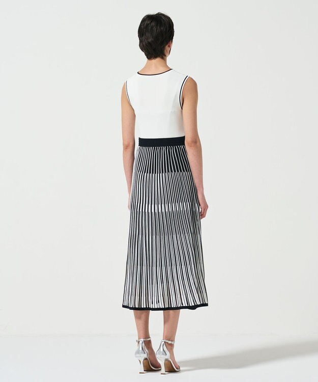 GRACE CONTINENTAL バイカラーシアーニットワンピース ホワイト