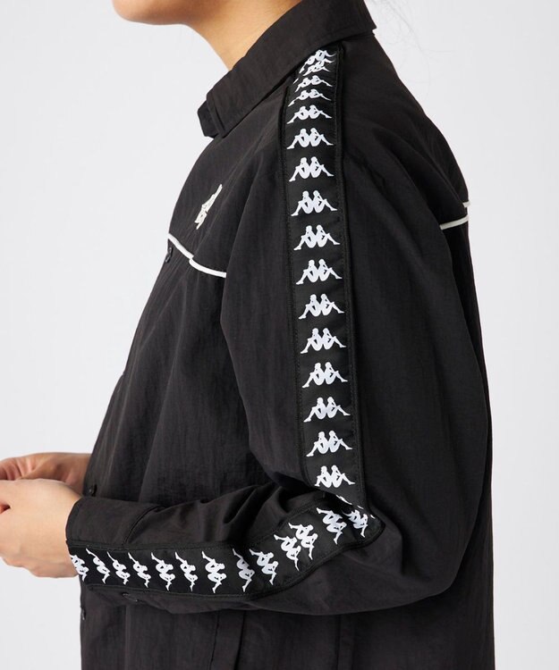 OP／FILA 【Kappa】バンダテープ ウーブンシャツジャケット ブラック