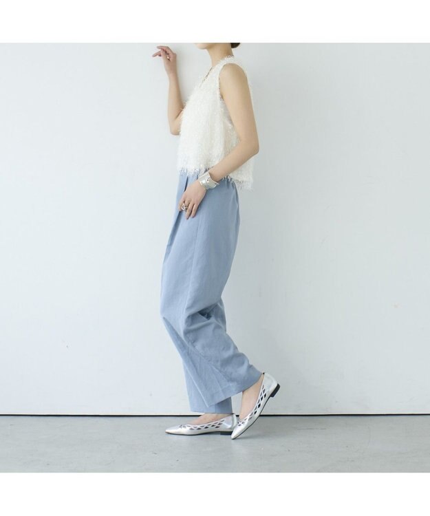 MODE ET JACOMO <carino>レーザーカットフラットパンプス シルバー